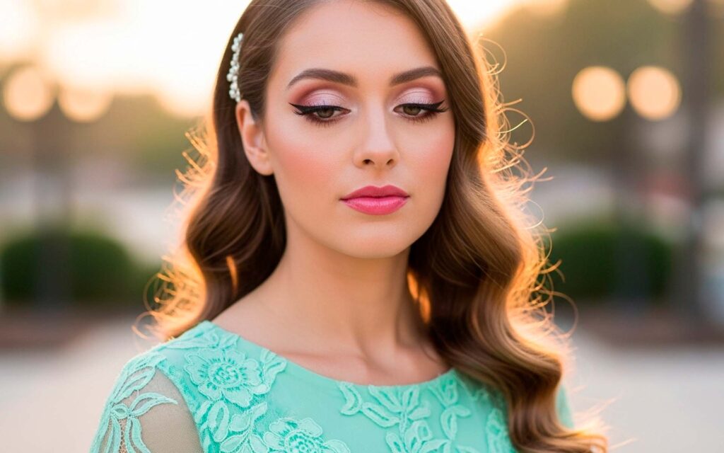 A delicadeza do verde menta em uma make suave